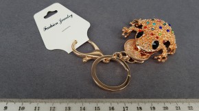Брелок Лягушка (золото) цветные стразы